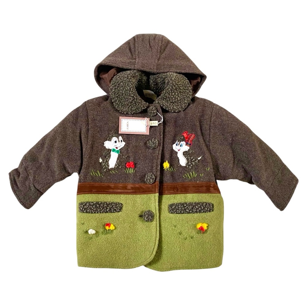 VARCI WOOL COAT W/ REMOVABLE HOOD, TODDLER SIZE 2, MADE IN ITALY, NWT